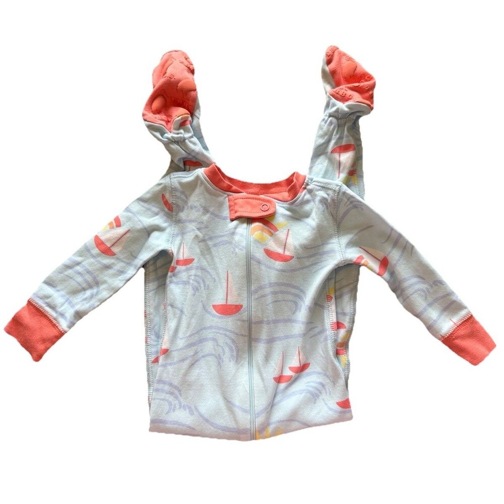 The Beaufort Bonnet Company Knox's Night Footie Pajama Sunny Sailboat 12/18 Mo